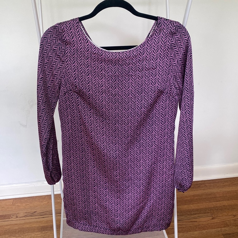 Audrey 3+1 Long Sleeve Purple Print Dress Size Small